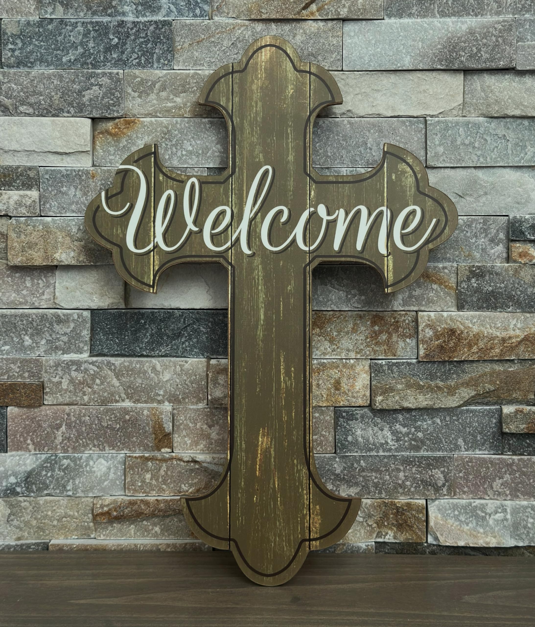 Amazon.com: GiftWrap Etc. Welcome Cross Front Door Sign - 16